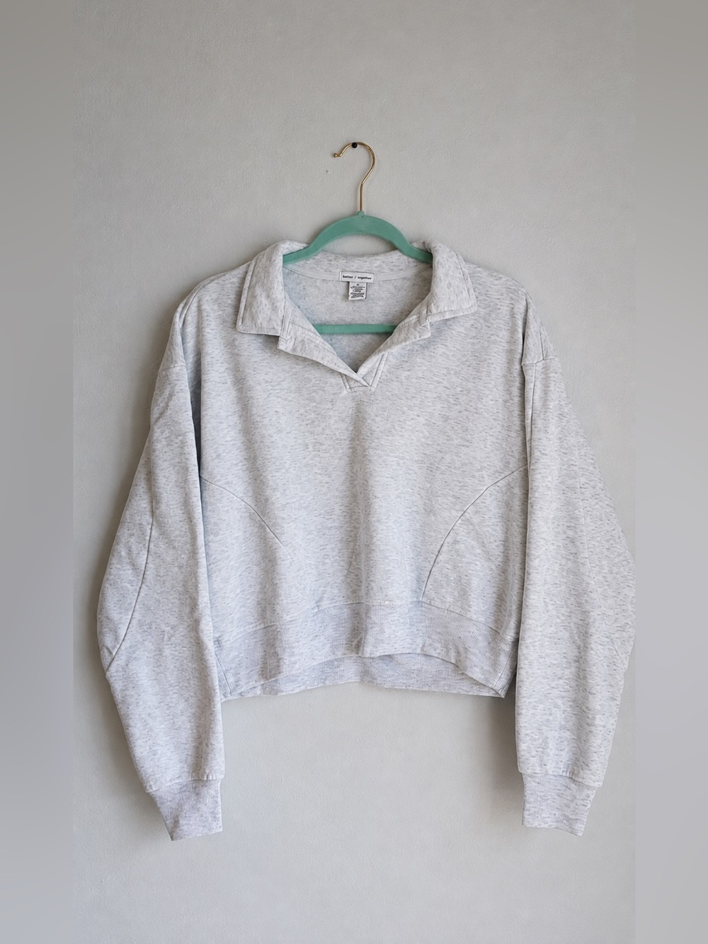 Better Together Collared Cropped Sweatshirt Heather Gray Size M
